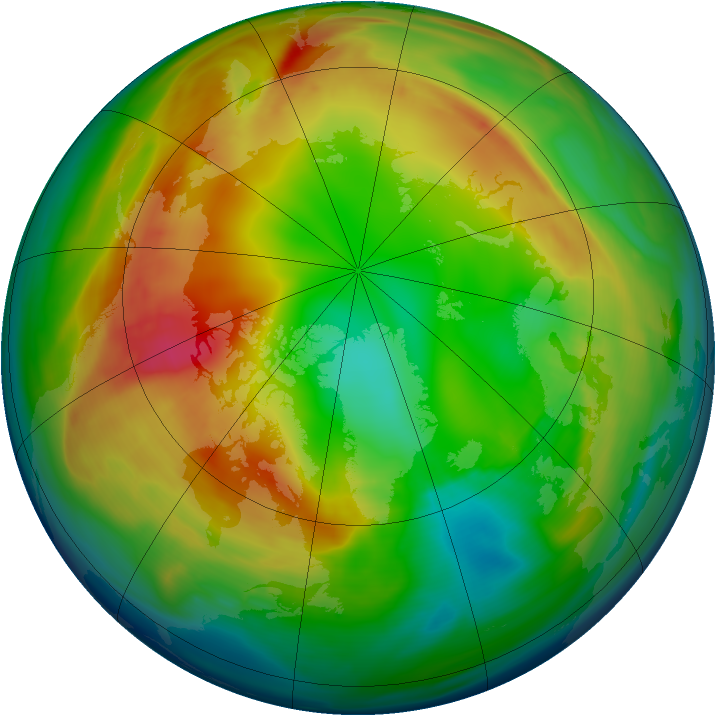 Arctic ozone map for 01 February 2008